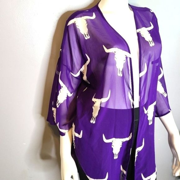 Peach Love California Steer Cow Caftan sz Medium - Picture 4 of 9